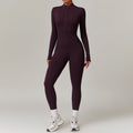 Warm Zipper Long-Sleeved Jumpsuit Yoga Fitness Sports Pants Breathable Bodysuit Women'S Clothing