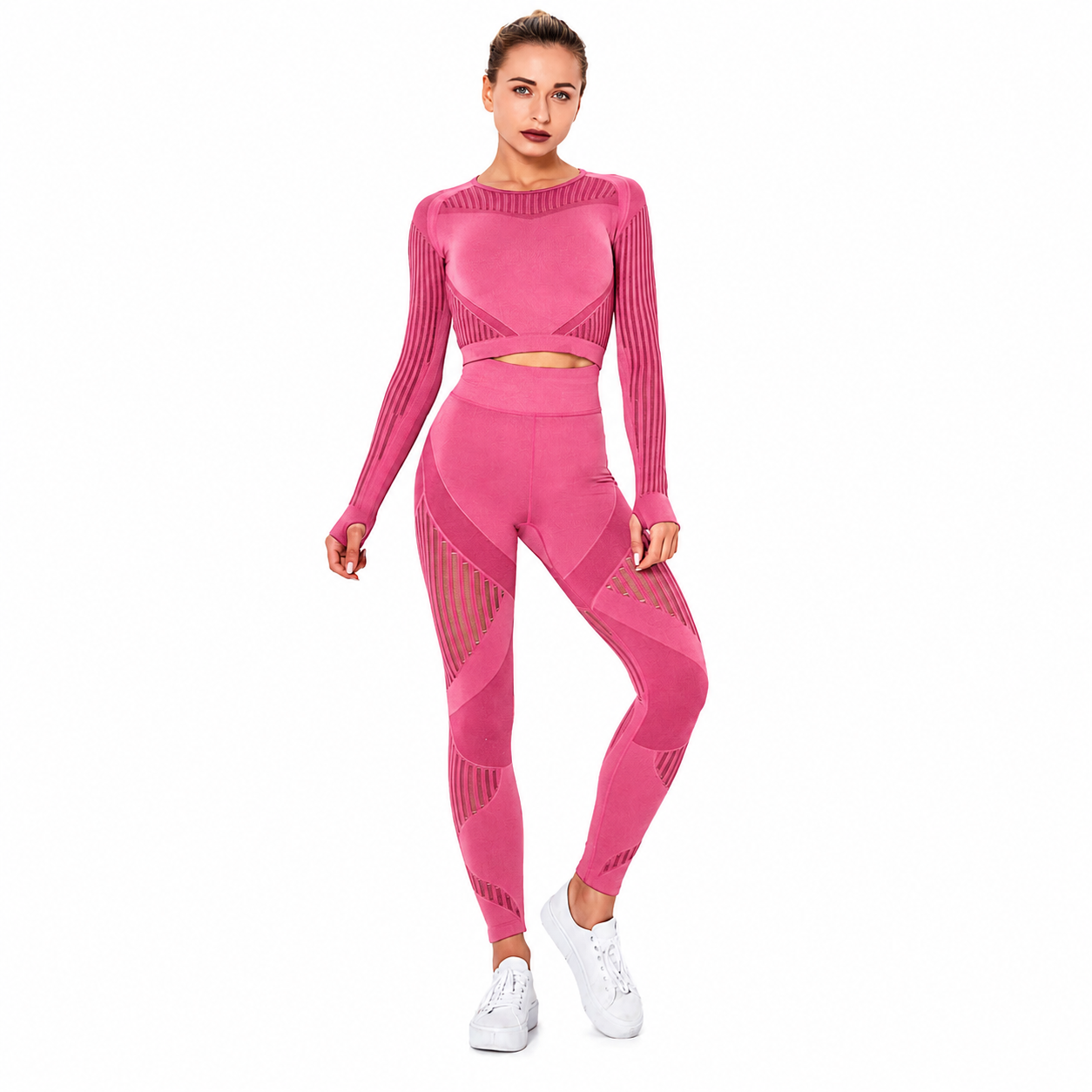 Combinaison Stripe™ — Brassière & Legging rayé seamless