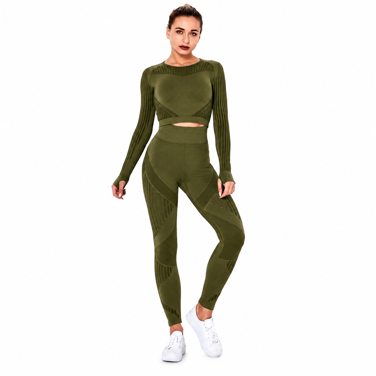 Combinaison Stripe™ — Brassière & Legging rayé seamless