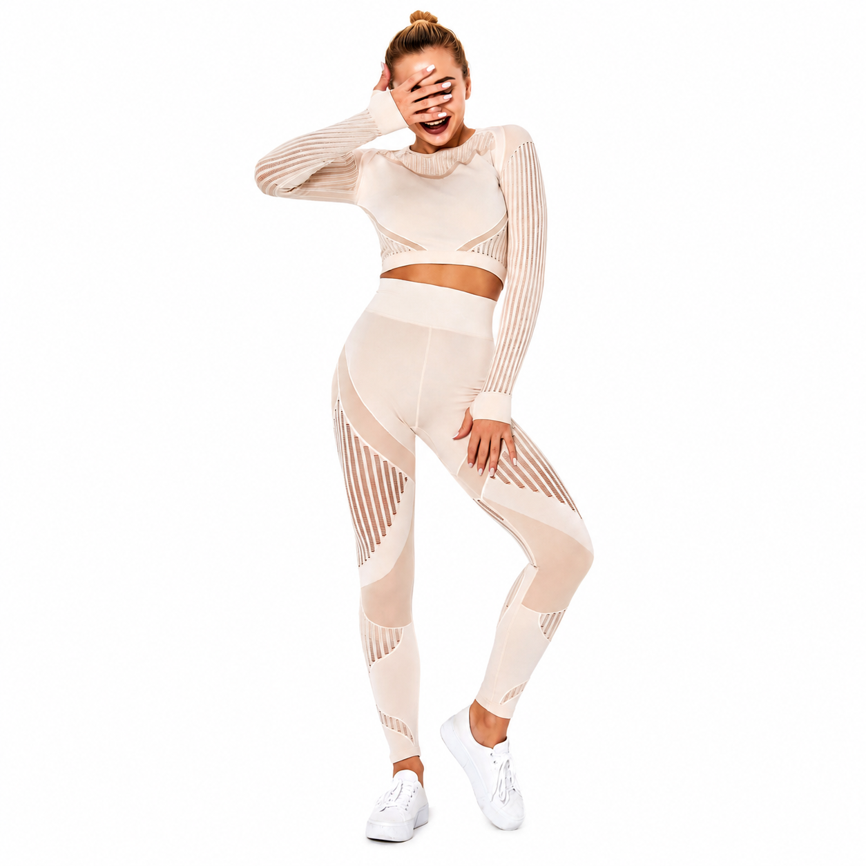 Combinaison Stripe™ — Brassière & Legging rayé seamless
